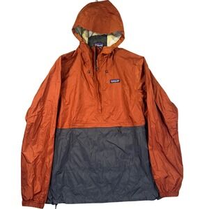 Patagonia Torrentshell Pullover Mens M Orange Gray Anorak H2No Rain Jacket EUC